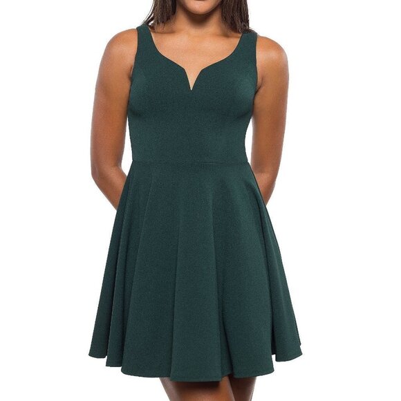b Darlin Emerald Green Fit & Flare Skater Dress | Size Juniors 13/14 - Picture 2 of 6